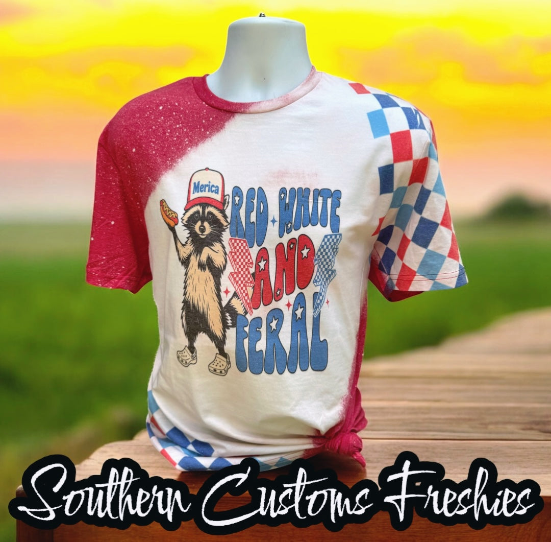 RED, WHITE & FERAL TEE