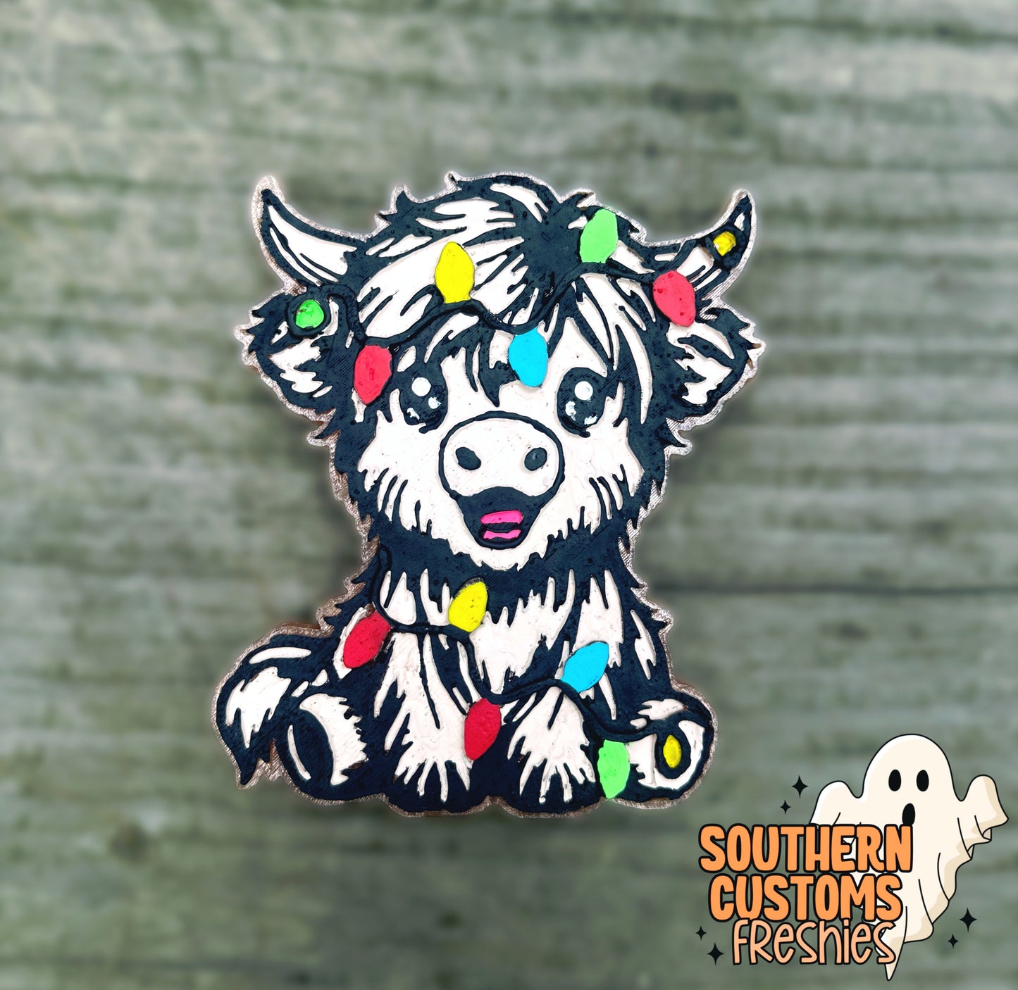 HIGHLAND COW & CHRISTMAS LIGHTS FRESHIE 🤍